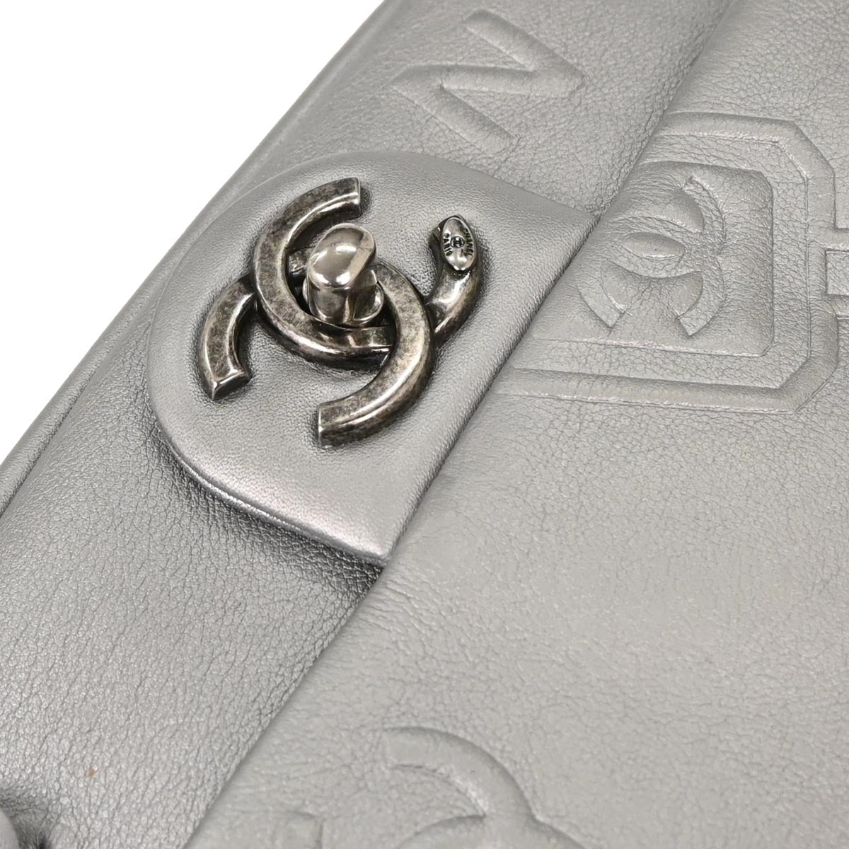 Chanel Silver Calfskin Icon Shoulder Bag