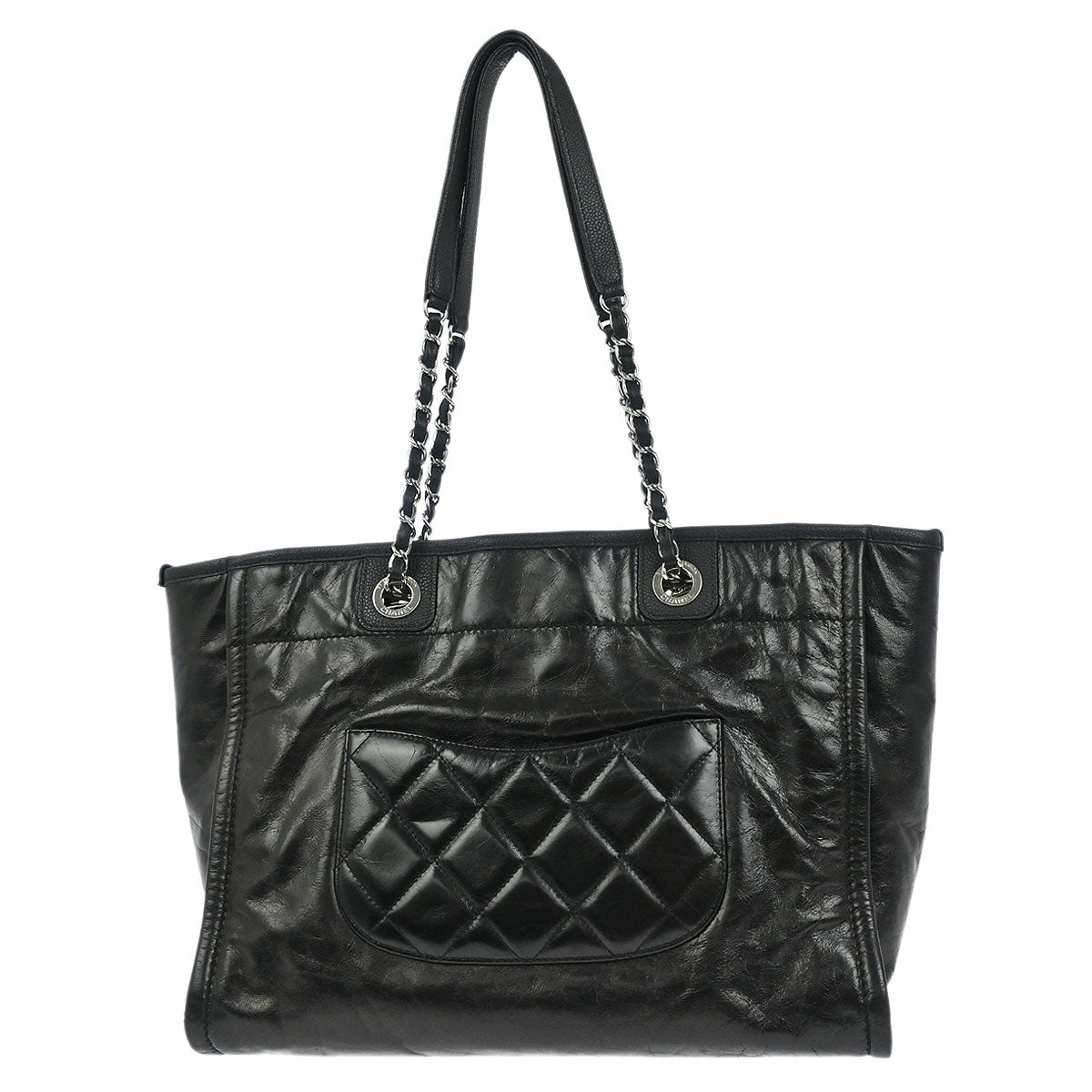 Chanel Black Calfskin Small Deauville Tote Bag