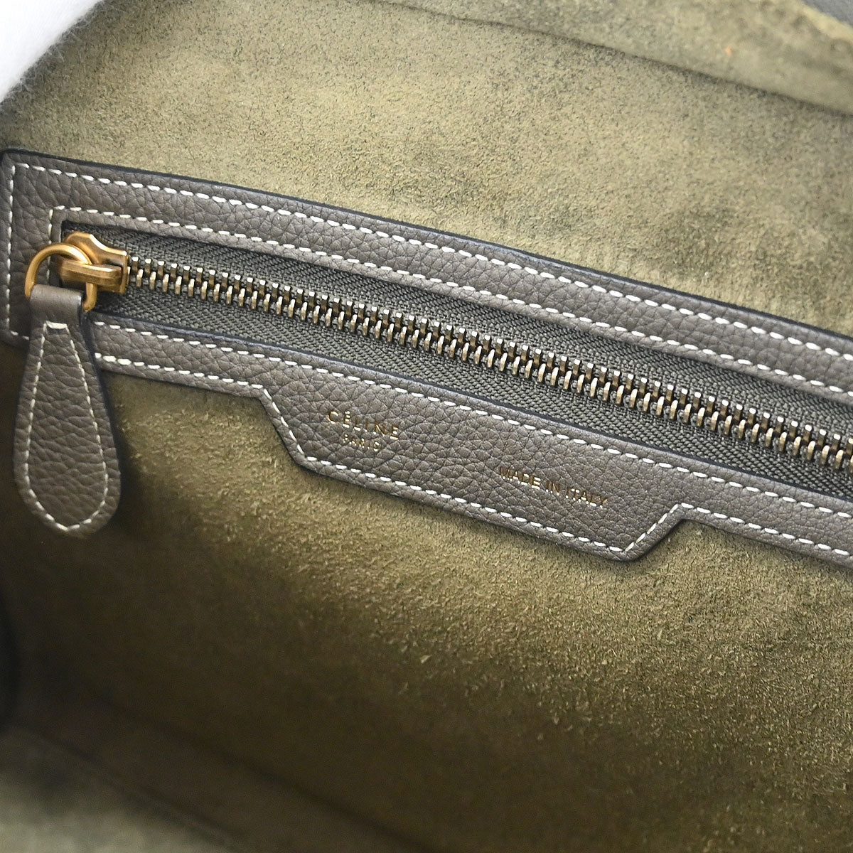 Celine Gray Leather Micro Luggage Tote Bag