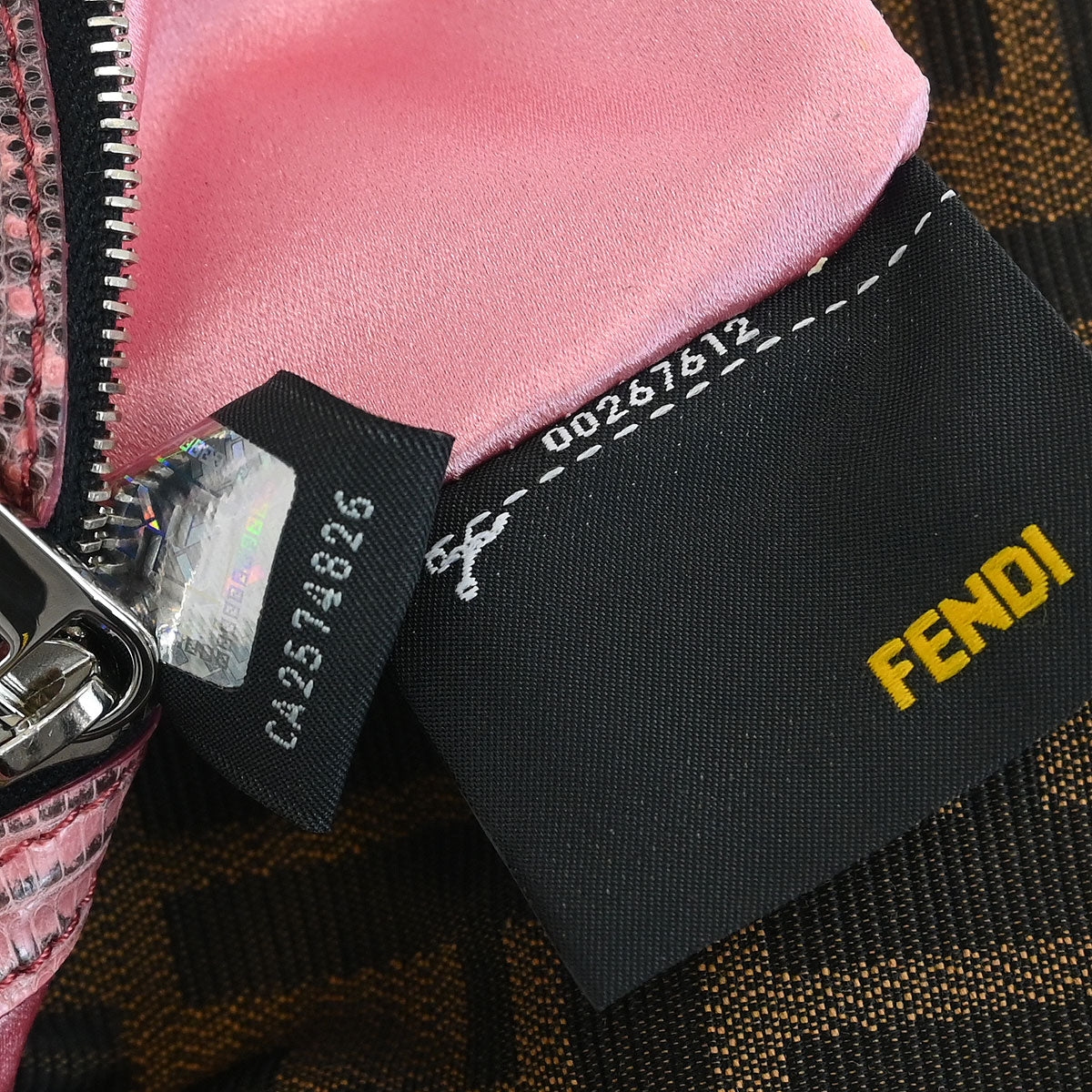 Fendi * Brown Embroidered Zucca Baguette