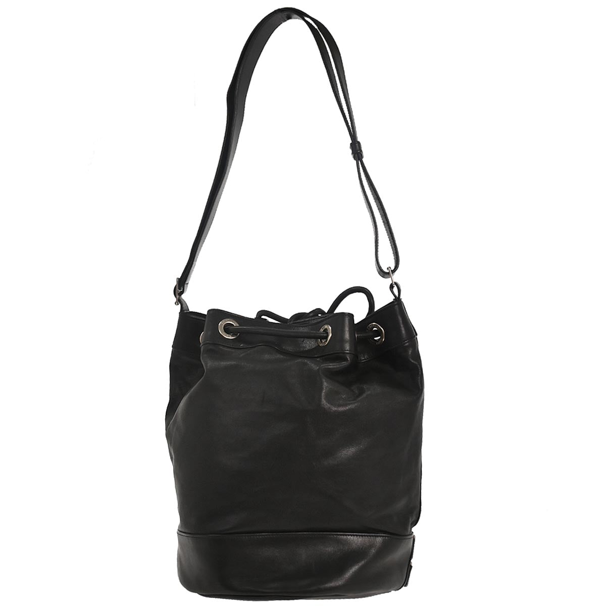 Saint Laurent Black Leather Rider Bucket Bag Shoulder Bag