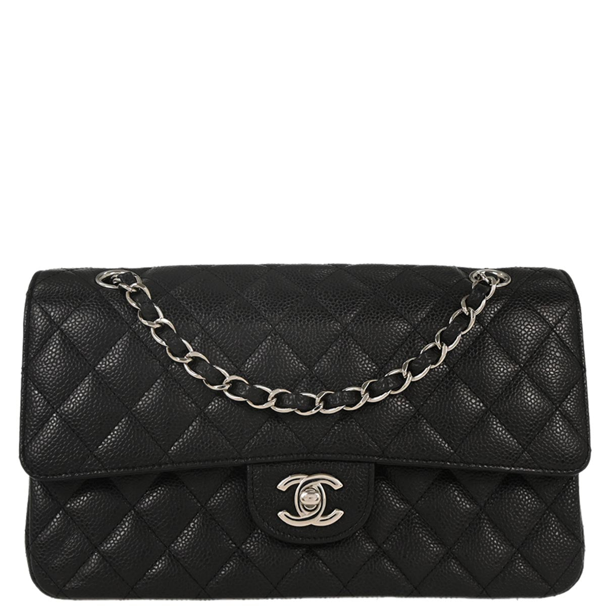 Chanel 2012 Black Caviar Medium Classic Double Flap Shoulder Bag