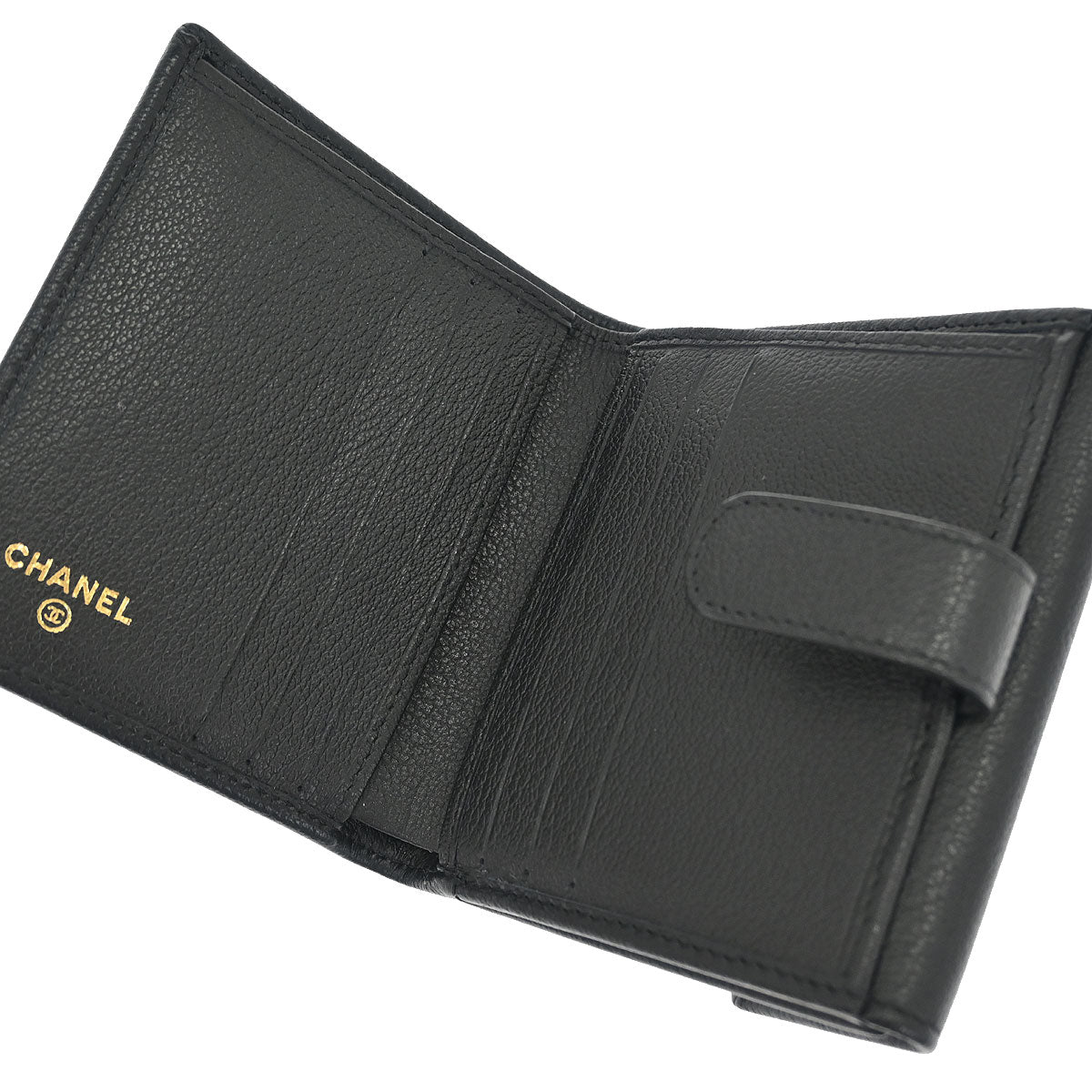 Chanel Black Calfskin Camellia Bifold Wallet
