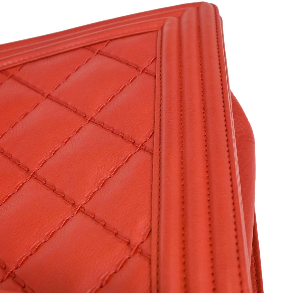 Boy Chanel Red Calfskin Wild Stitch Large Shoulder Bag