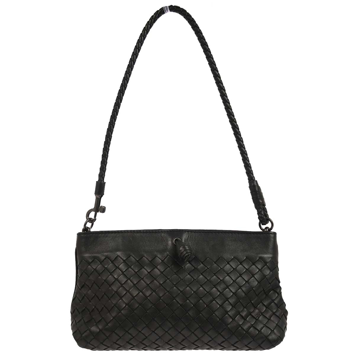 Bottega Veneta Black Lambskin Intrecciato Handbag