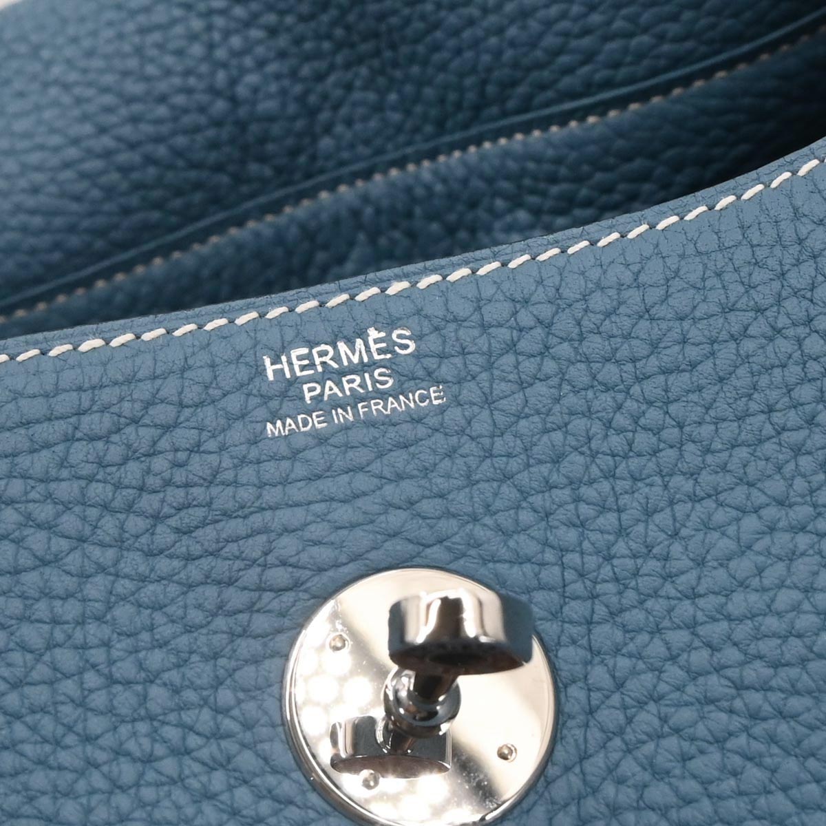 Hermes Blue Jean Taurillon Clemence Lindy 30 Shoulder Bag