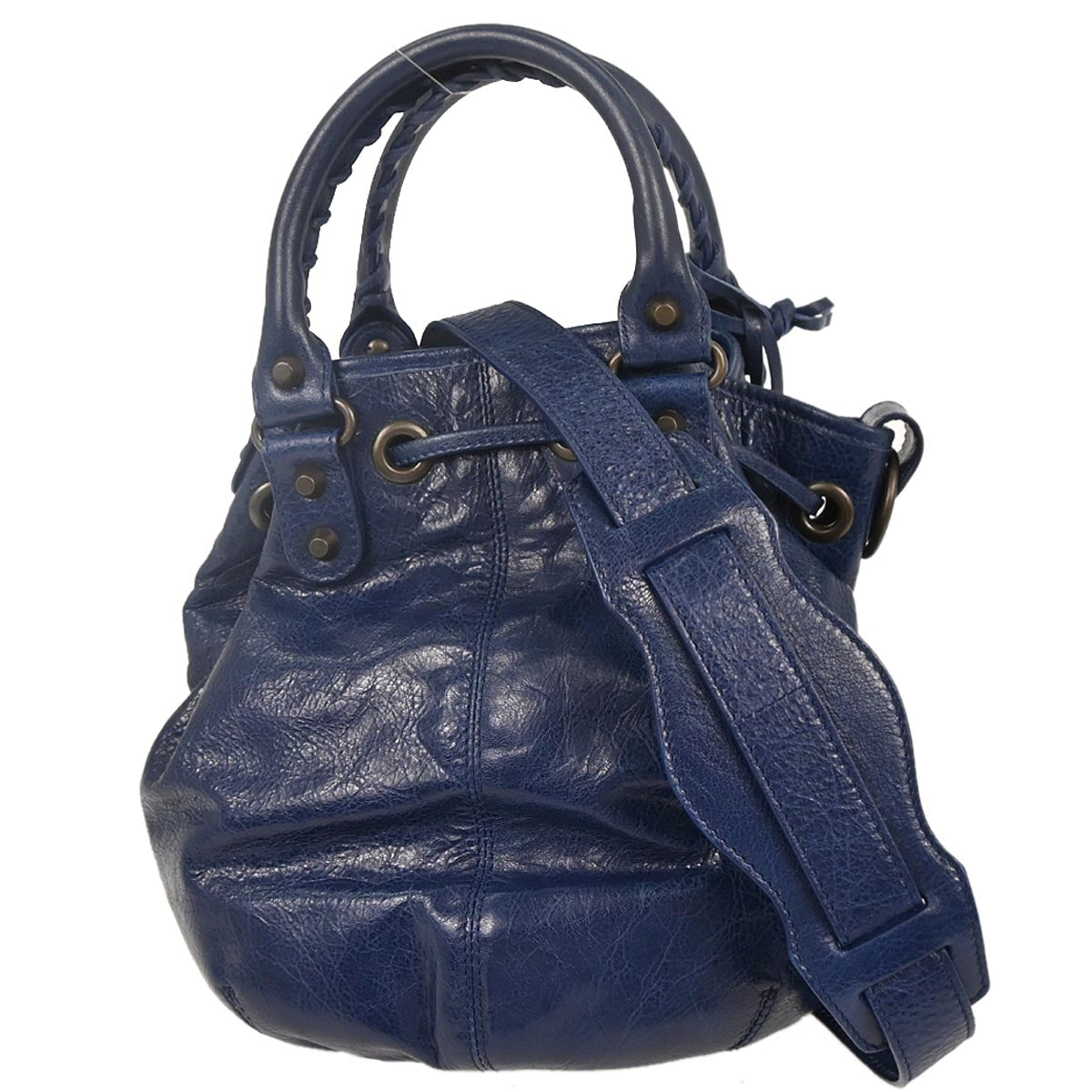 Balenciaga Blue Classic Mini Pompon 2way Shoulder Handbag