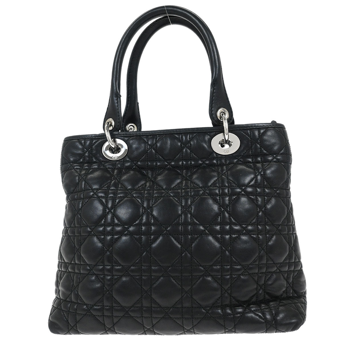 Christian Dior Black Lambskin Lady Dior Cannage Handbag