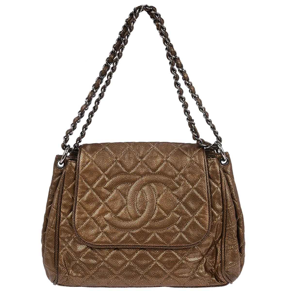 Chanel Brown Caviar Skin Timeless Accordion Flap Shoulder Bag