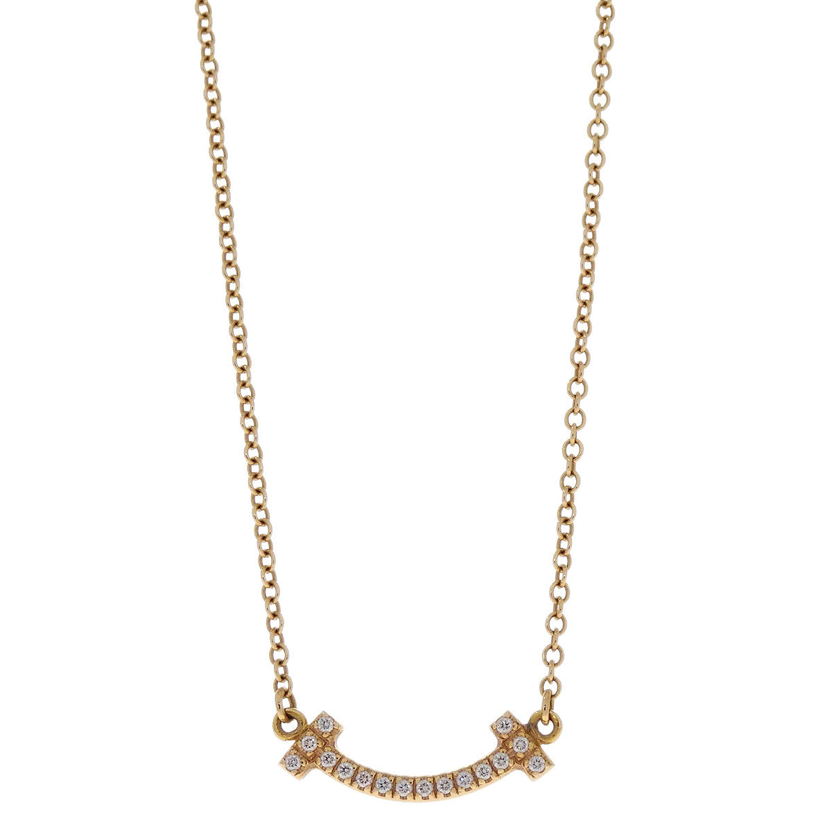 Tiffany & Co. T Smile Mini Pendant Necklace Au750 Diamond Jewelry