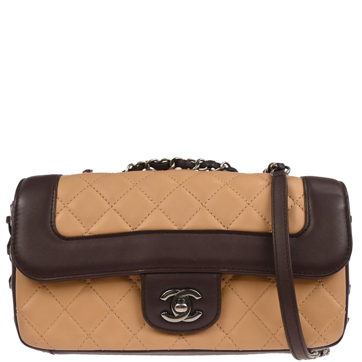 Chanel Beige Brown Lambskin Coco Corset Flap Bag Shoulder Bag