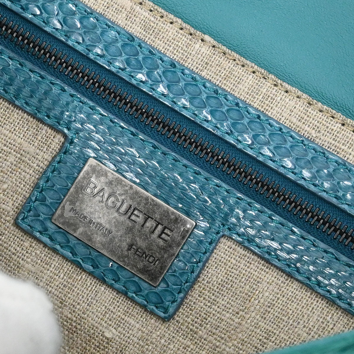 Fendi * Green Pony Hair Python Baguette Handbag