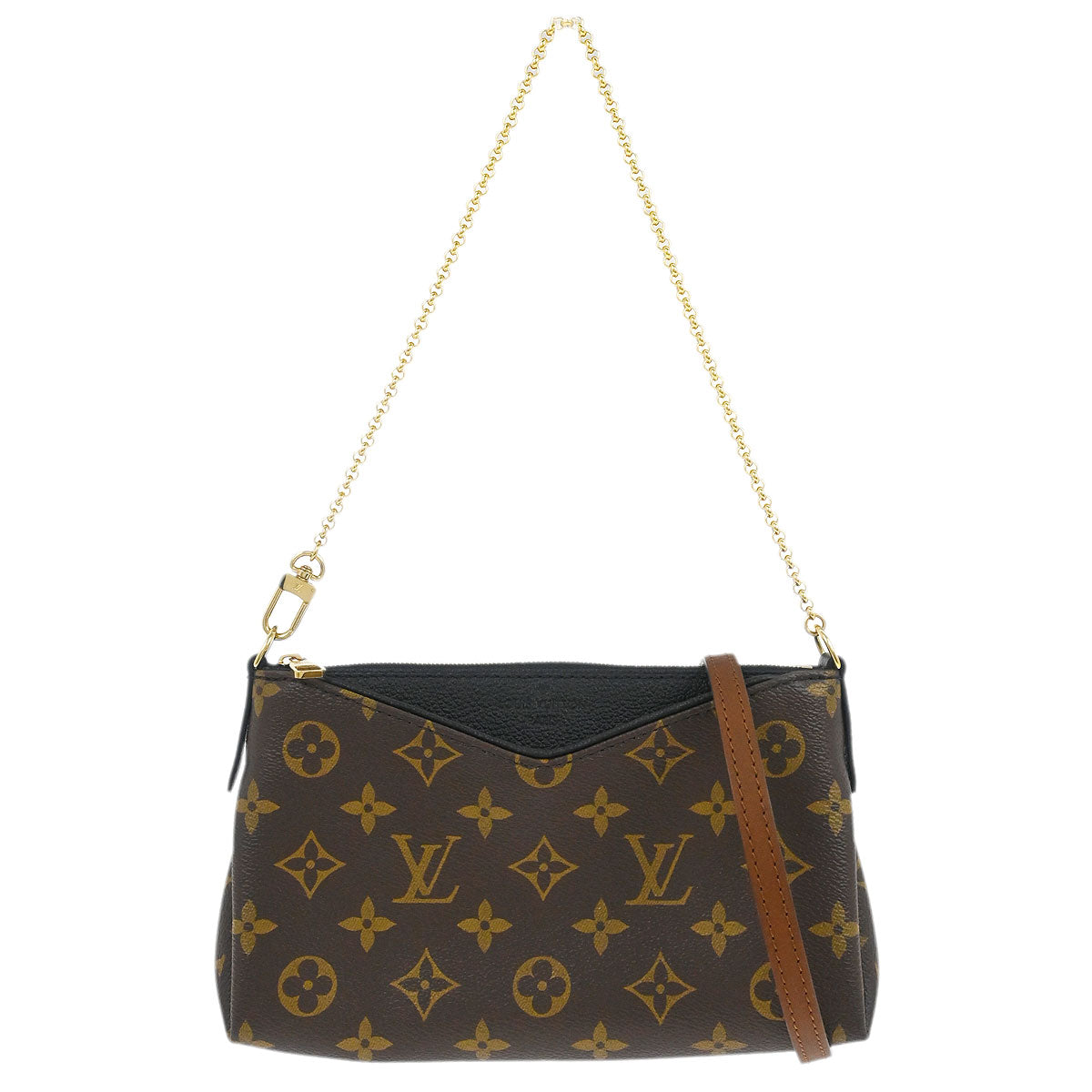 Louis Vuitton Black Monogram Pallas Clutch 2way Handbag M41639