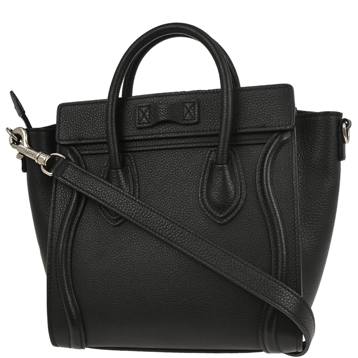 Celine Black Calf Nano Luggage 2way Shoulder Tote Bag