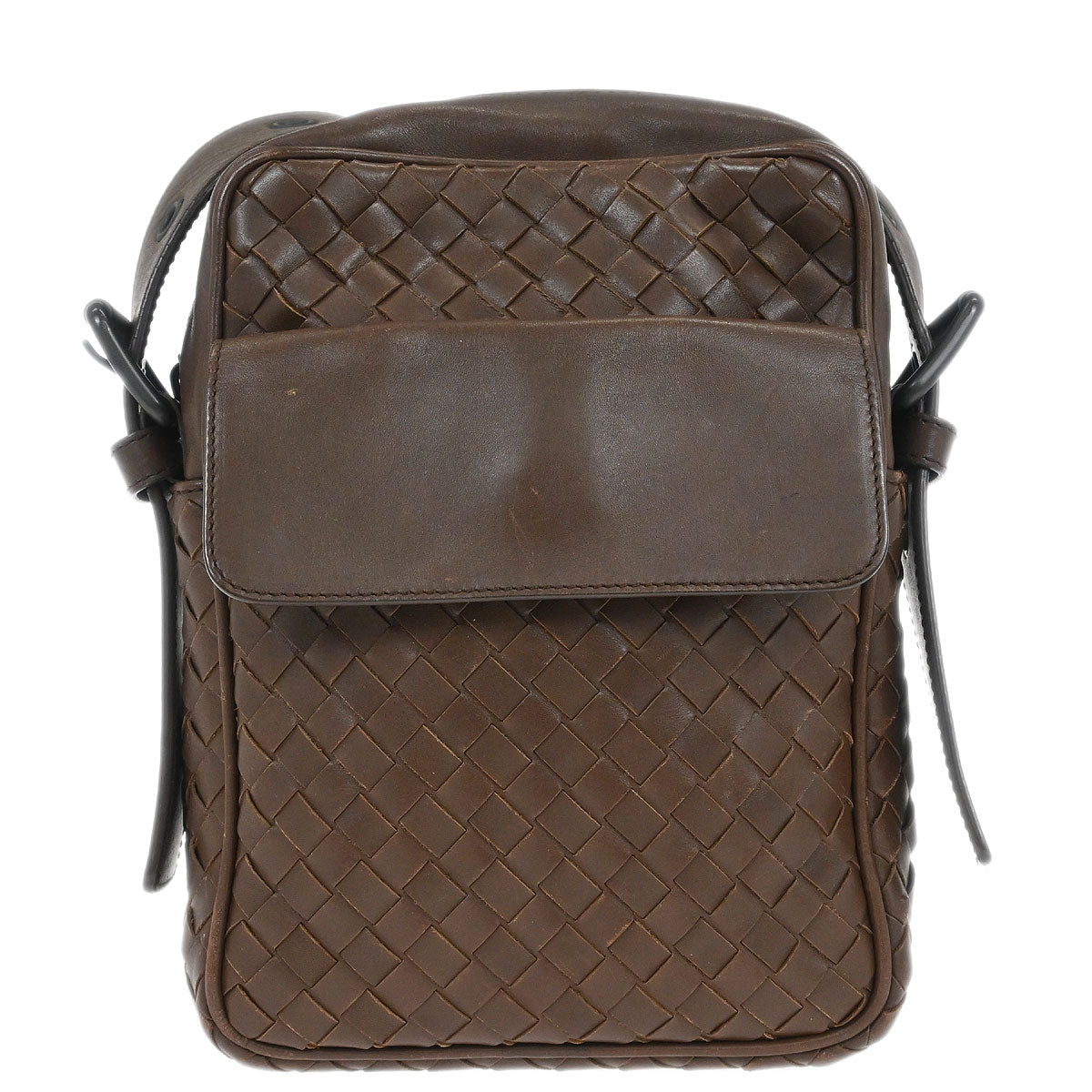 Bottega Veneta Brown Calfskin Intrecciato Shoulder Bag