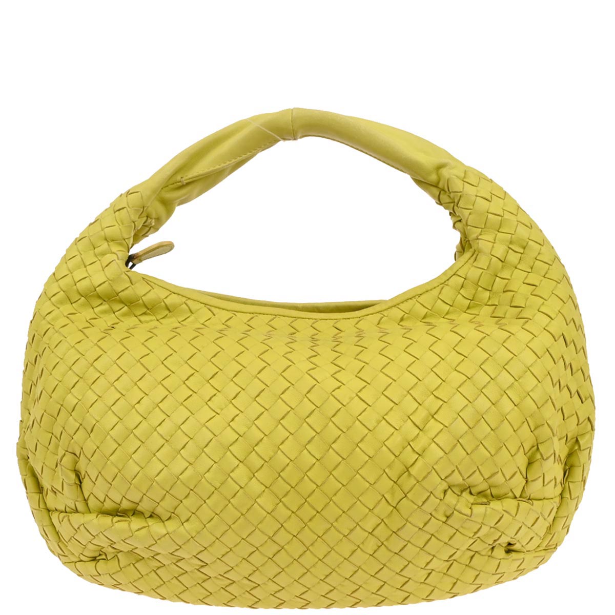 Bottega Veneta Yellow Lambskin Intrecciato Hobo Handbag