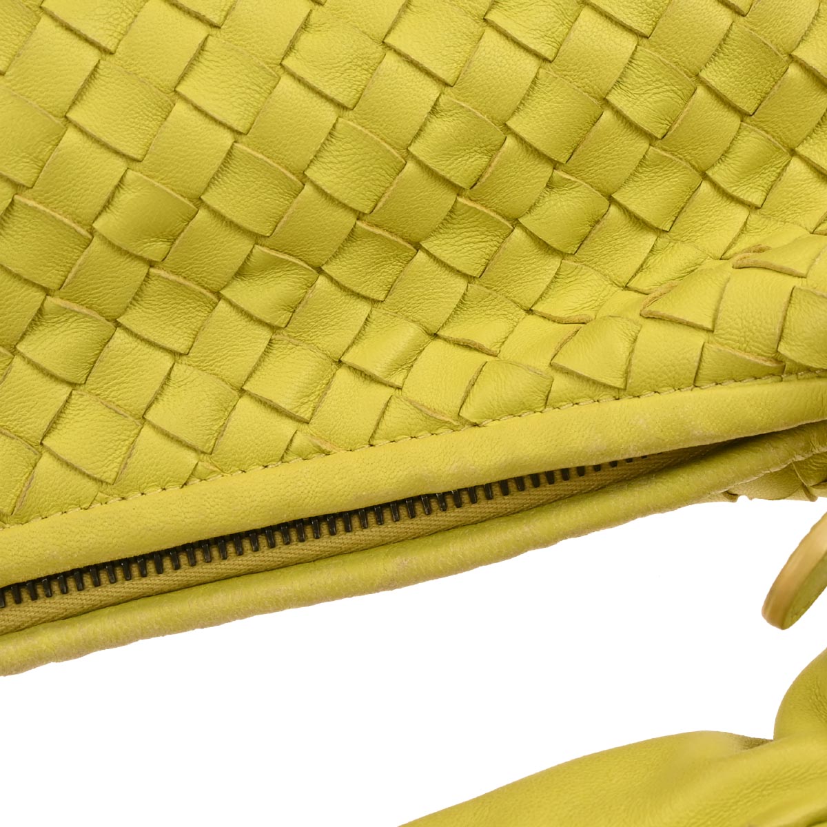 Bottega Veneta Yellow Lambskin Intrecciato Hobo Handbag
