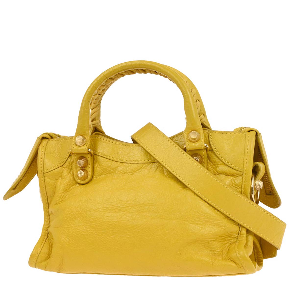 Balenciaga Yellow Lambskin The City Mini 2way Shoulder Handbag