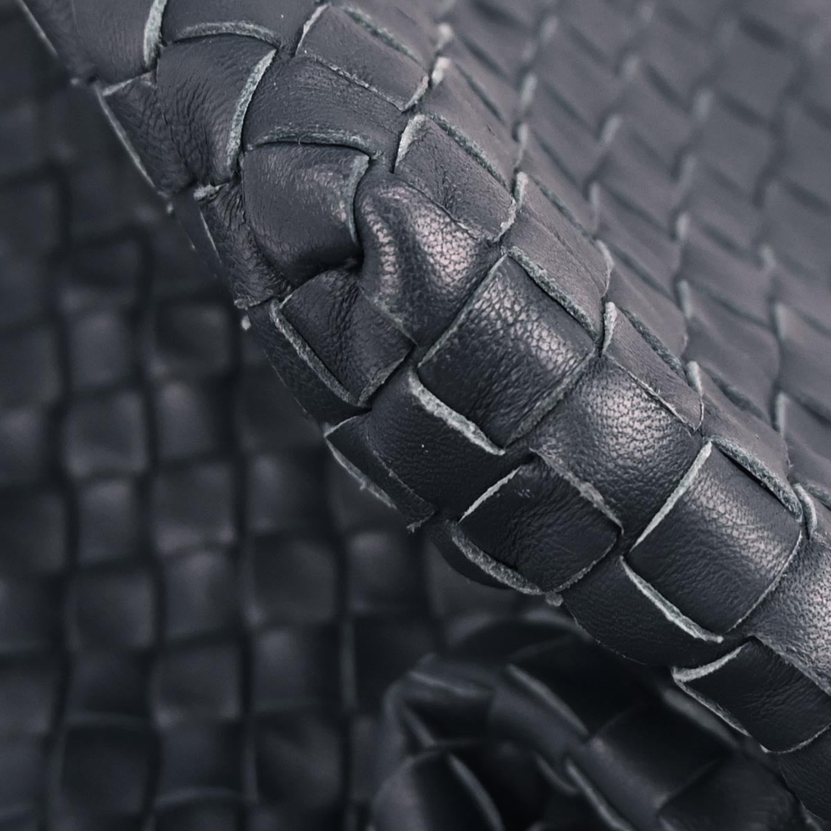 Bottega Veneta Navy Calfskin Intrecciato Shoulder Bag