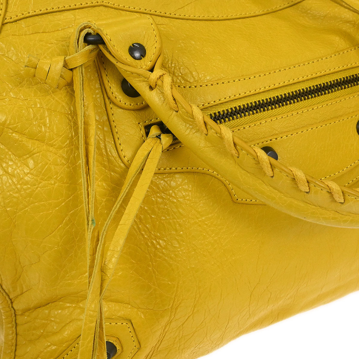 Balenciaga Yellow Lambskin Classic City 2way Shoulder Handbag
