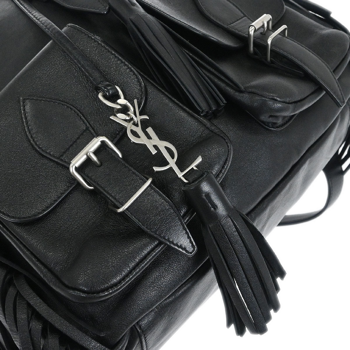 Saint Laurent Black Fringe Festival Backpack