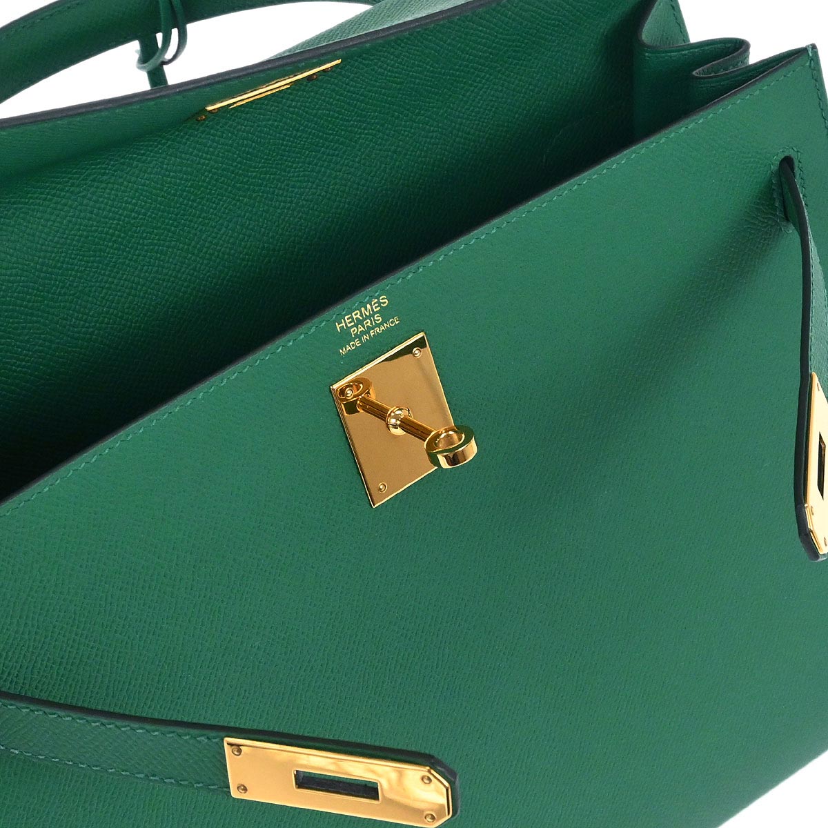Hermes Vert Vertigo Epsom Kelly 32 Sellier 2way Shoulder Handbag