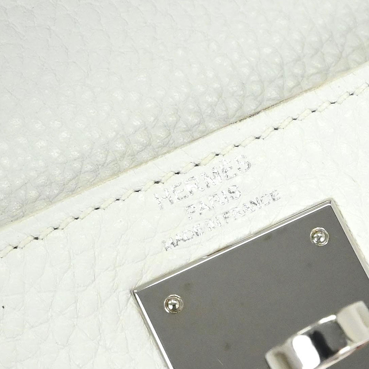 Hermes White Taurillon Clemence Kelly 28 Retourne 2way Shoulder Handbag