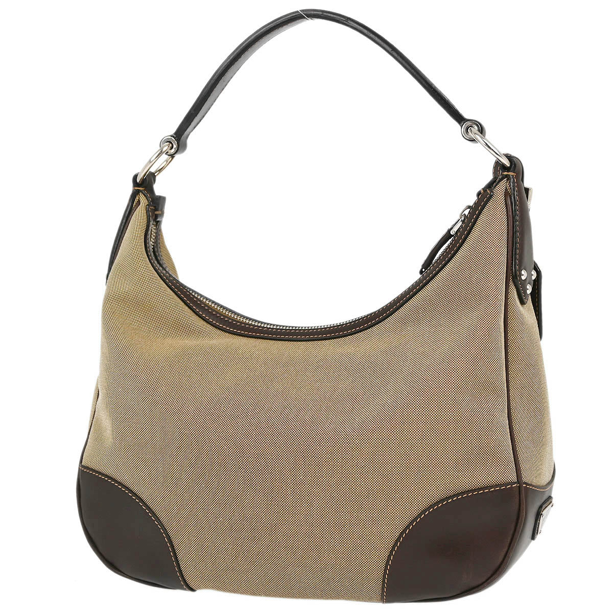 Prada Beige Canvas Hobo Handbag