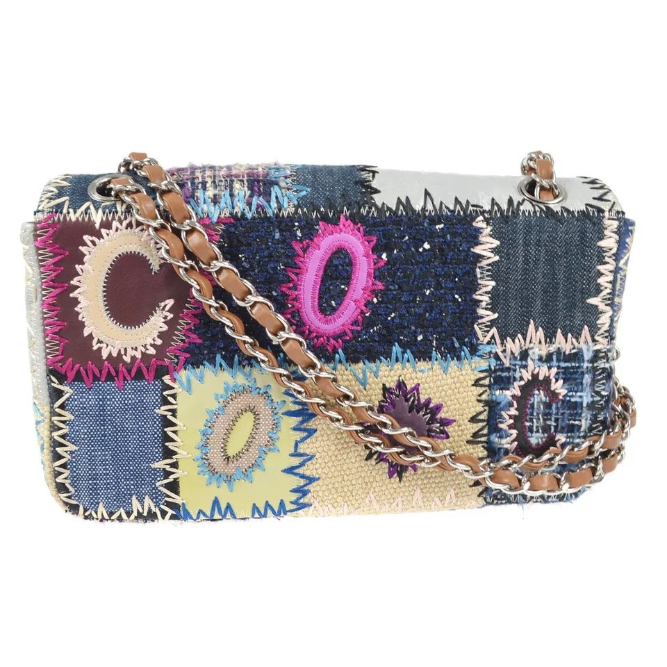 Chanel 2012 Patchwork Classic Flap Double Chain Shoulder Bag Tweed