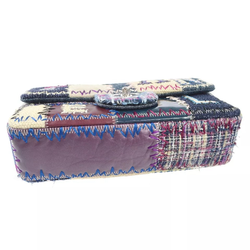 Chanel 2012 Patchwork Classic Flap Double Chain Shoulder Bag Tweed