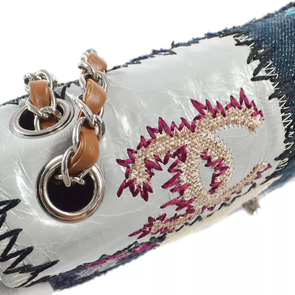 Chanel 2012 Patchwork Classic Flap Double Chain Shoulder Bag Tweed