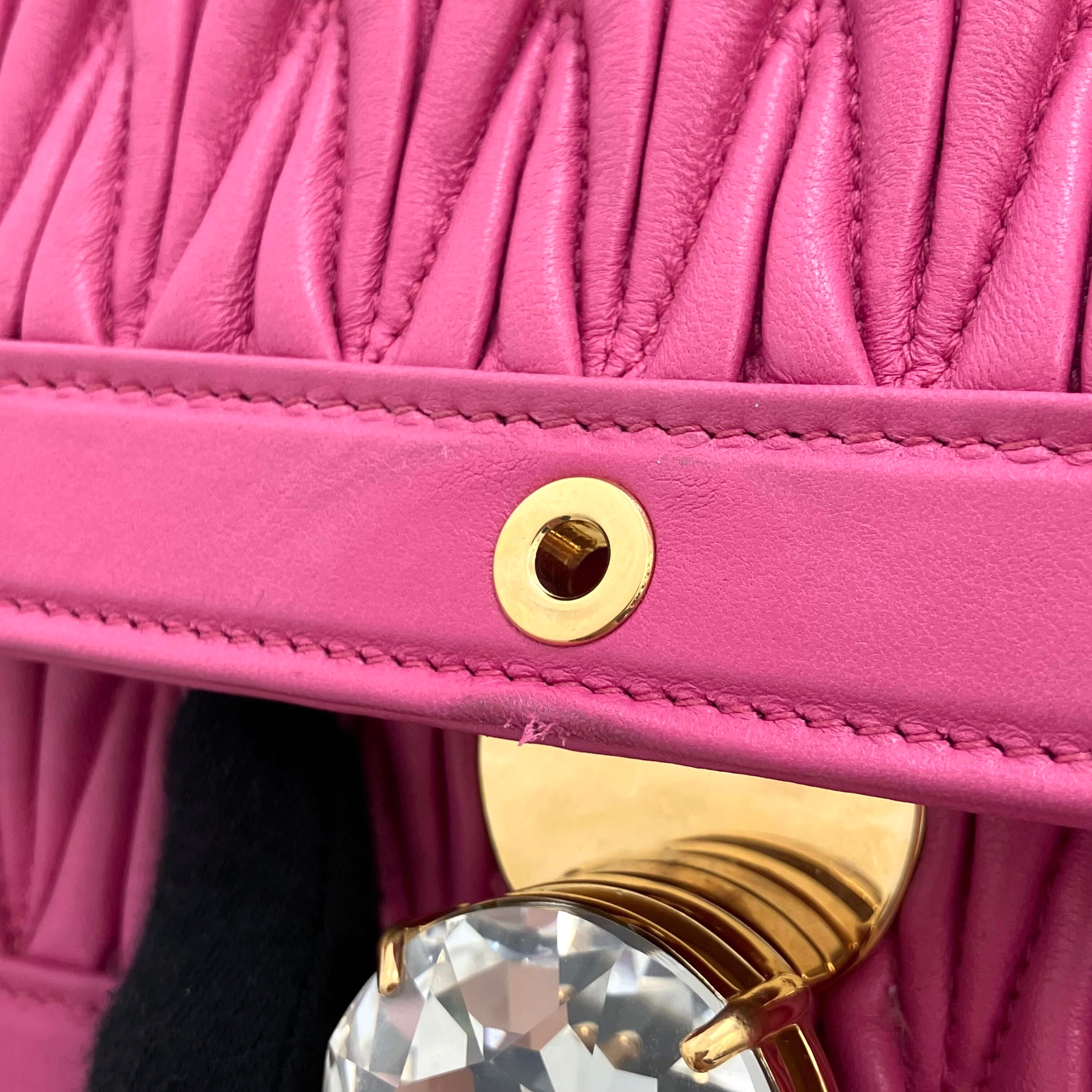 Miu Miu Pink Lambskin Matelasse Shoulder Bag