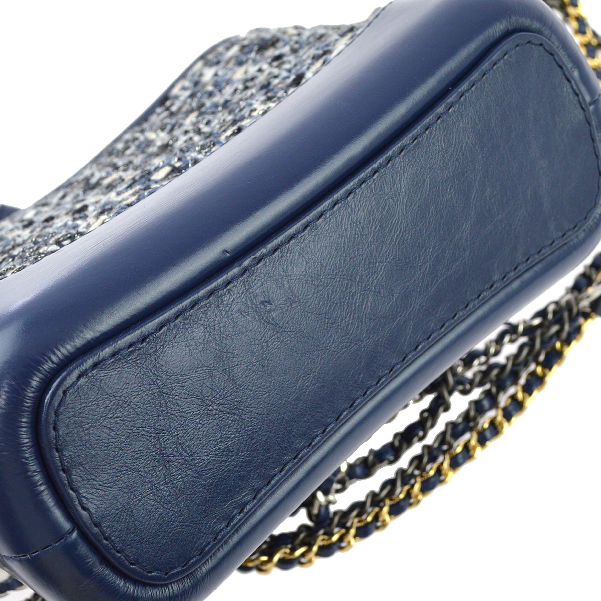 Chanel 2018 Blue Tweed Calfskin Gabrielle Shoulder Bag