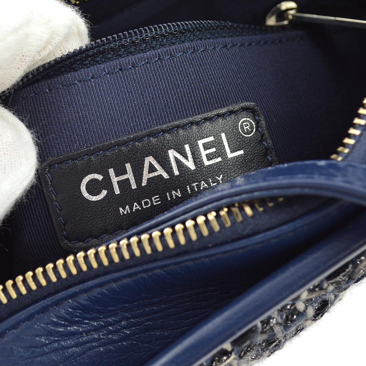 Chanel 2018 Blue Tweed Calfskin Gabrielle Shoulder Bag