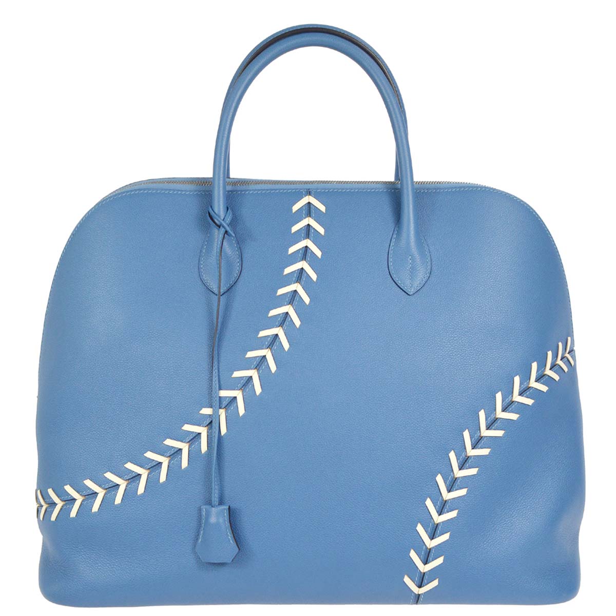 Hermes 2018 Bolide 1923 45 Baseball Handbag Blue Evercolor