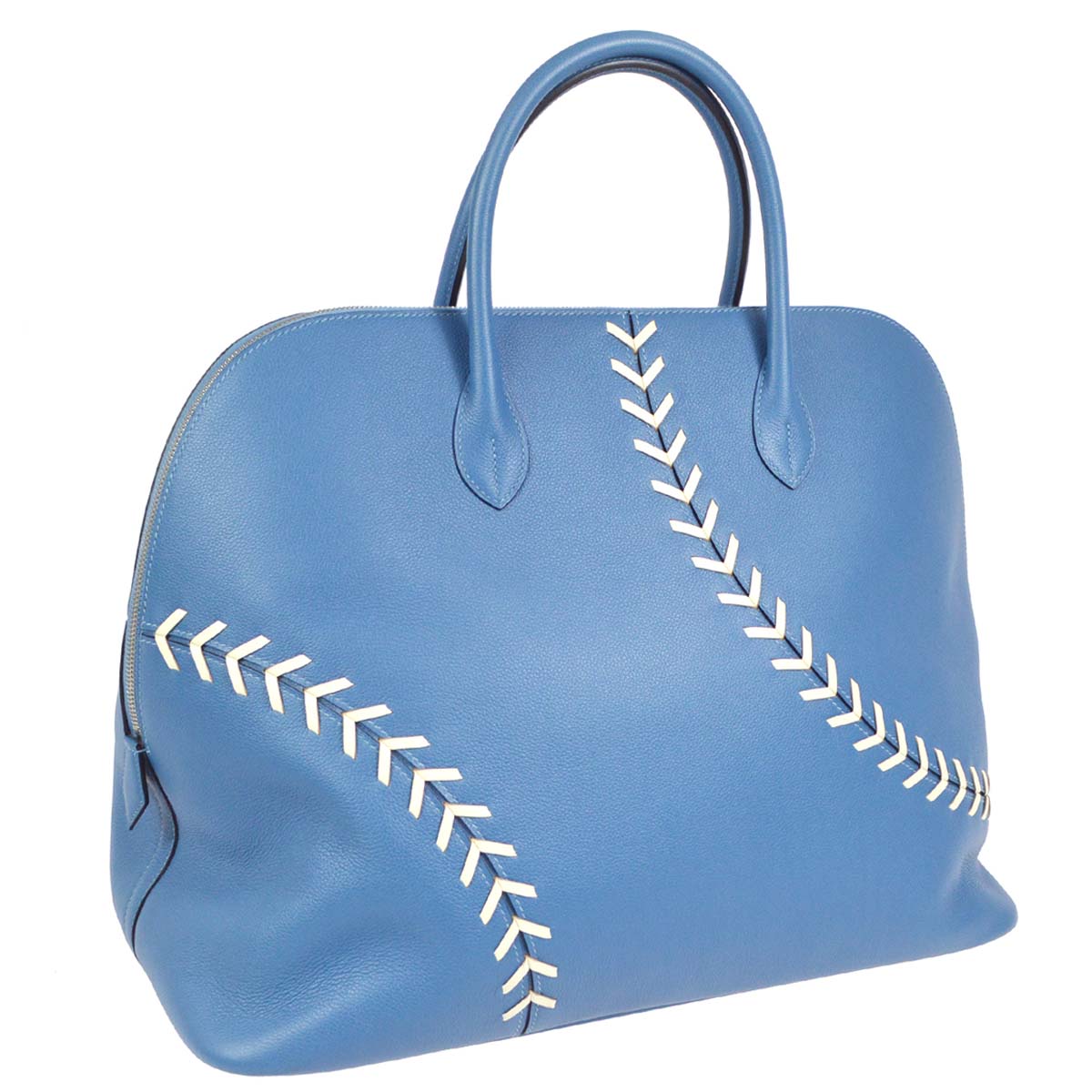 Hermes 2018 Bolide 1923 45 Baseball Handbag Blue Evercolor