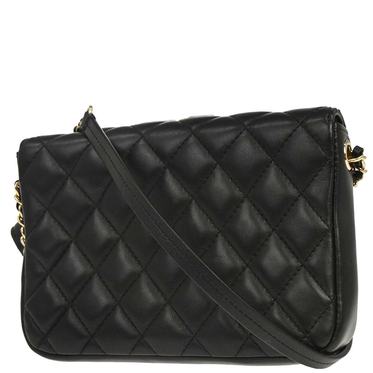Chanel 2019 Black Lambskin Side Packs Shoulder Bag