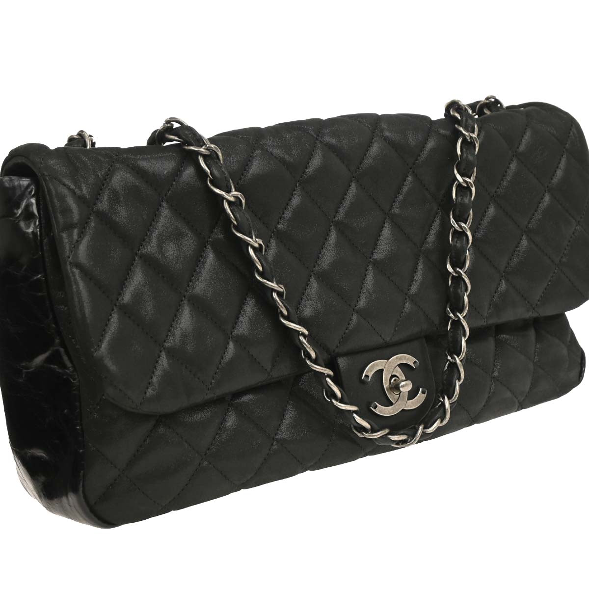 Chanel 2010-2011* Gray Iridescent Calfskin Fantasy Fur Backpack