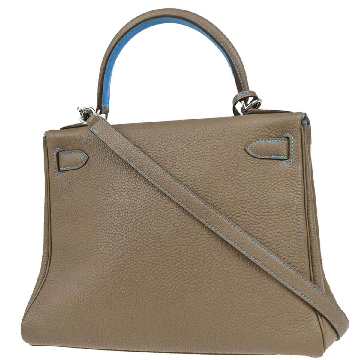 Hermes 2010 Etoupe Turquoise Togo Kelly Eclat 28 Retourne 2way Shoulder Handbag