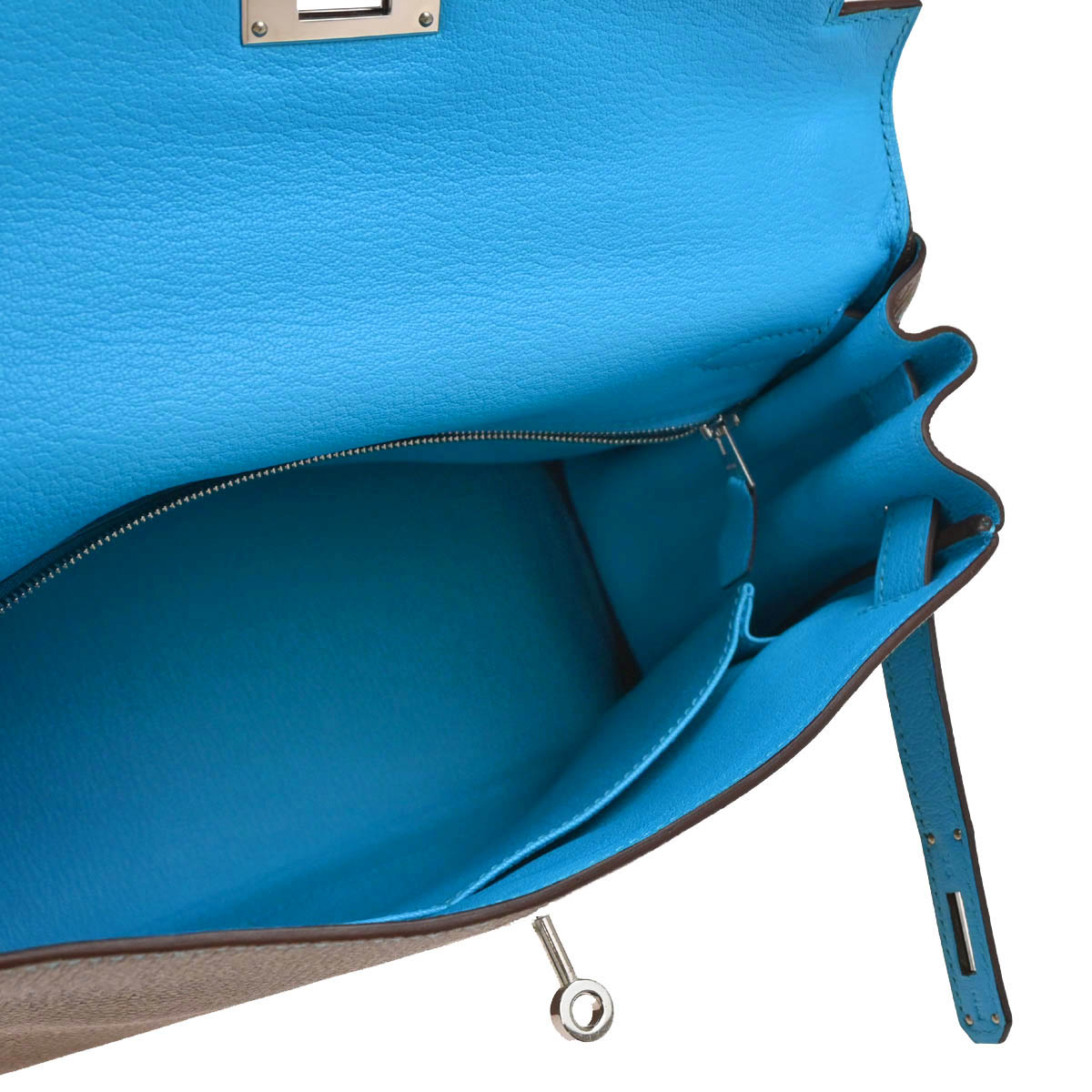 Hermes 2010 Etoupe Turquoise Togo Kelly Eclat 28 Retourne 2way Shoulder Handbag