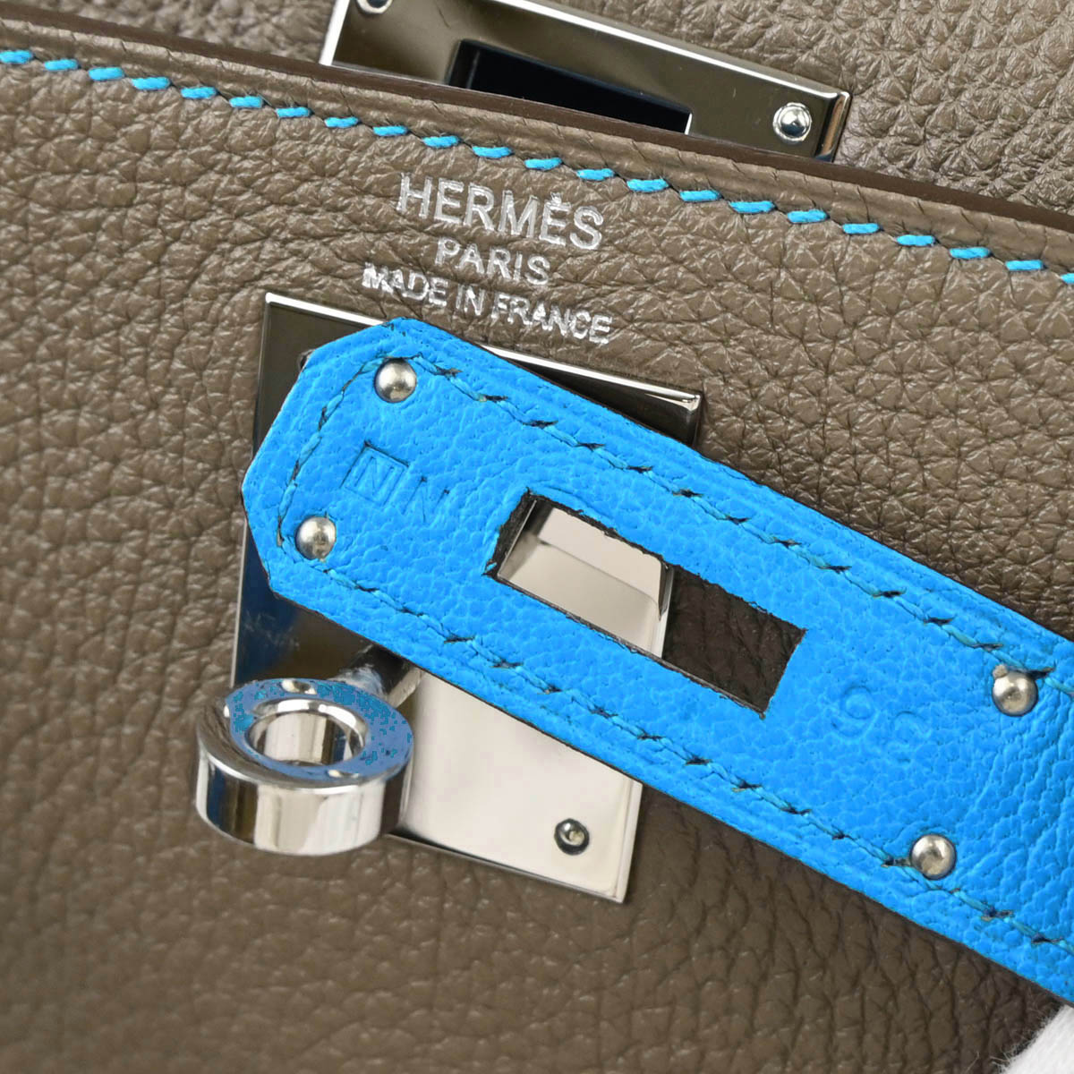 Hermes 2010 Etoupe Turquoise Togo Kelly Eclat 28 Retourne 2way Shoulder Handbag