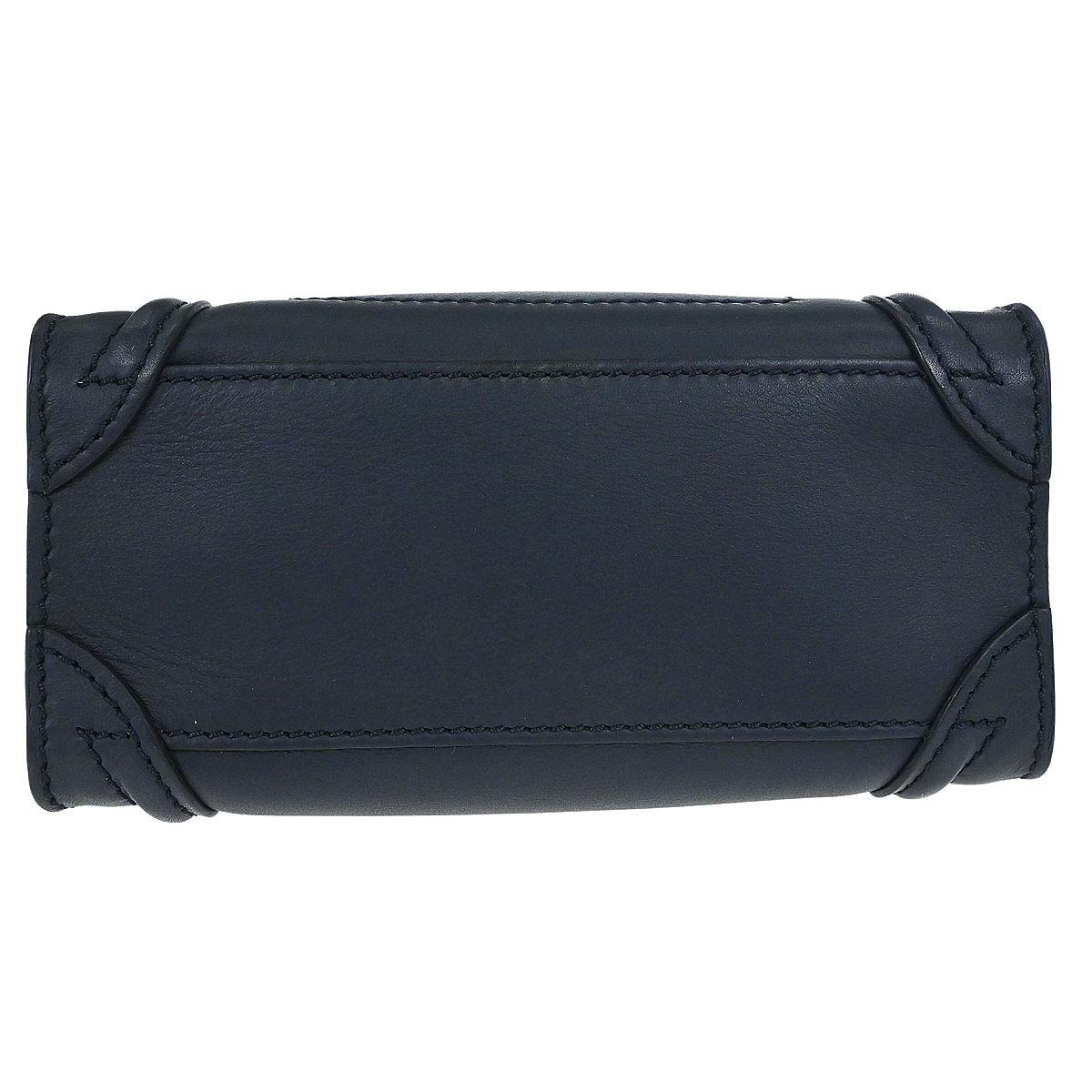 Celine Navy Leather Nano Luggage 2way Shoulder Tote Bag