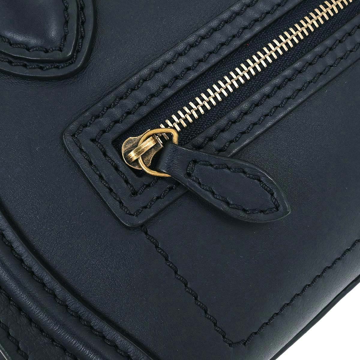 Celine Navy Leather Nano Luggage 2way Shoulder Tote Bag