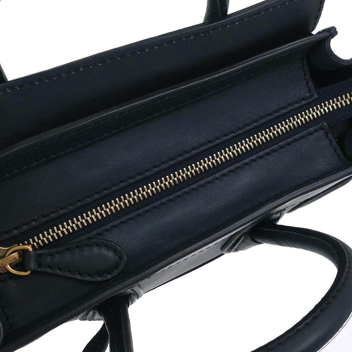 Celine Navy Leather Nano Luggage 2way Shoulder Tote Bag