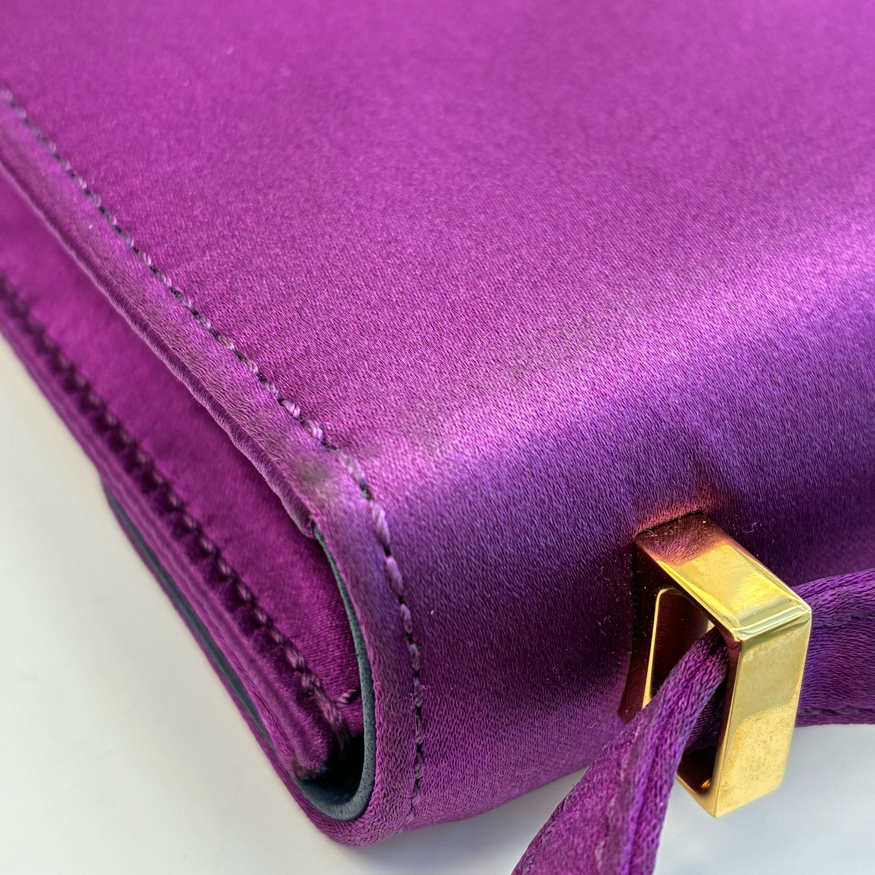 Hermes * 2010 Purple Silk Pochette Mini Constance
