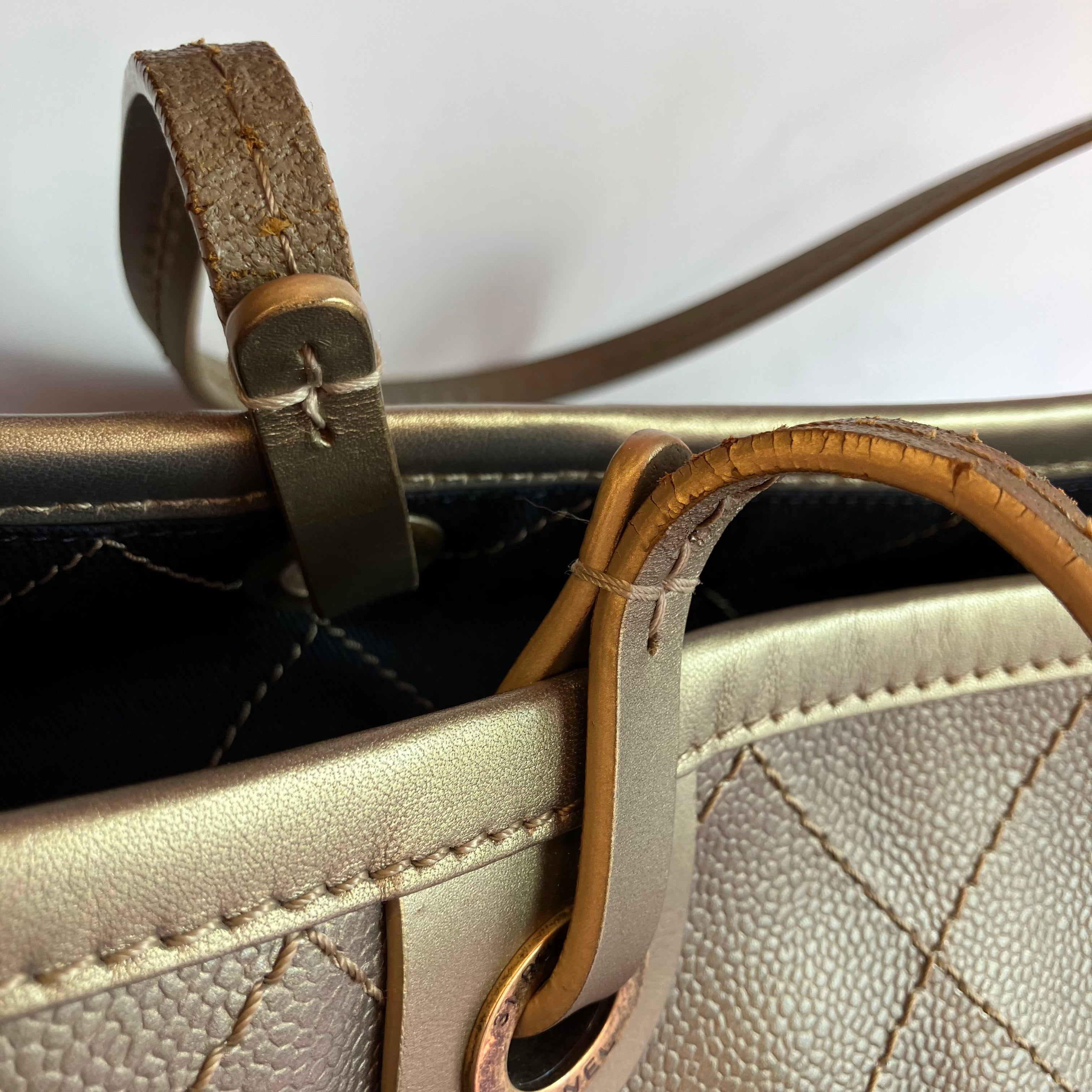 Chanel 2014-2015 Gold Caviar Shopping Fever Tote Handbag