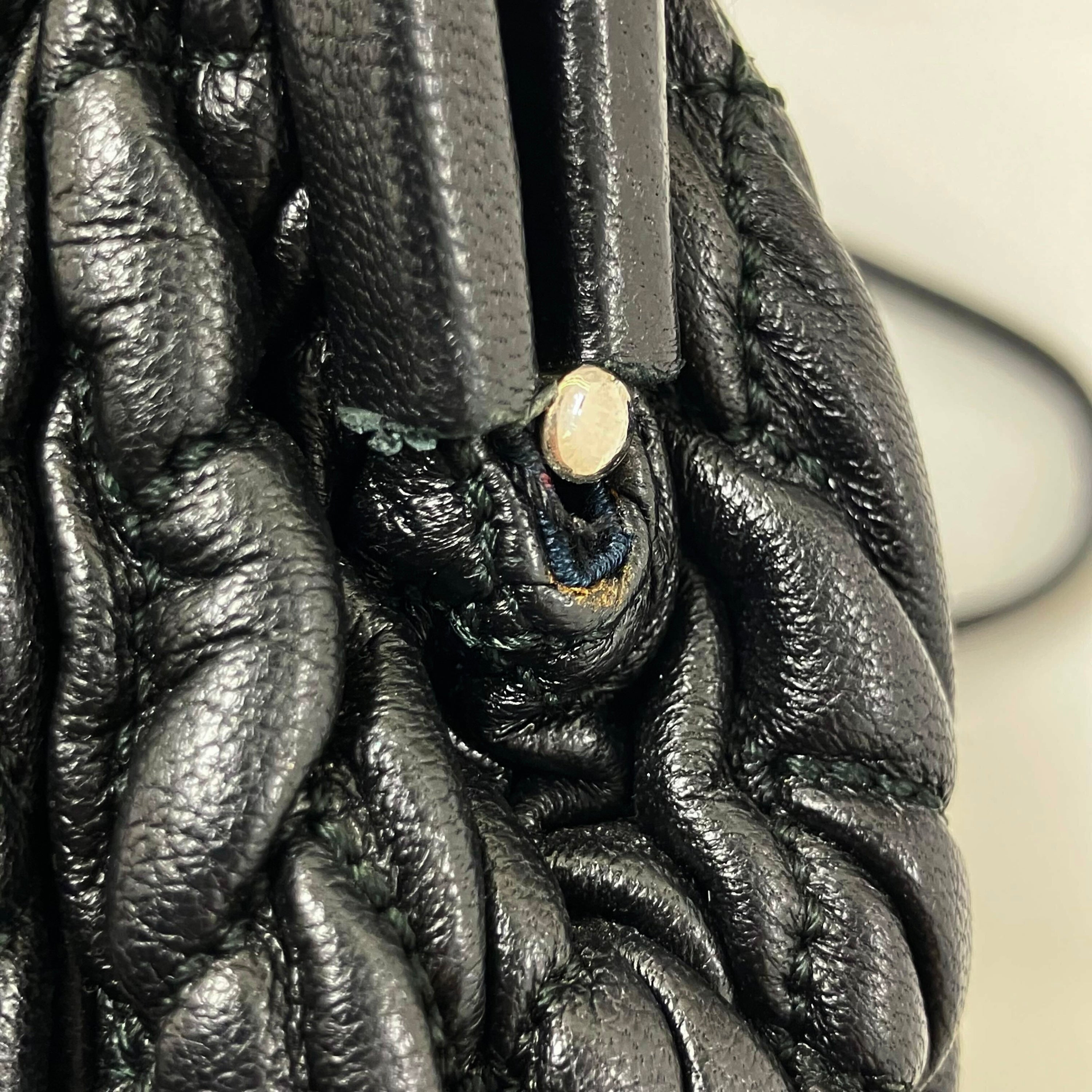 Miu Miu Black Lambskin Matelasse Shoulder Bag 194