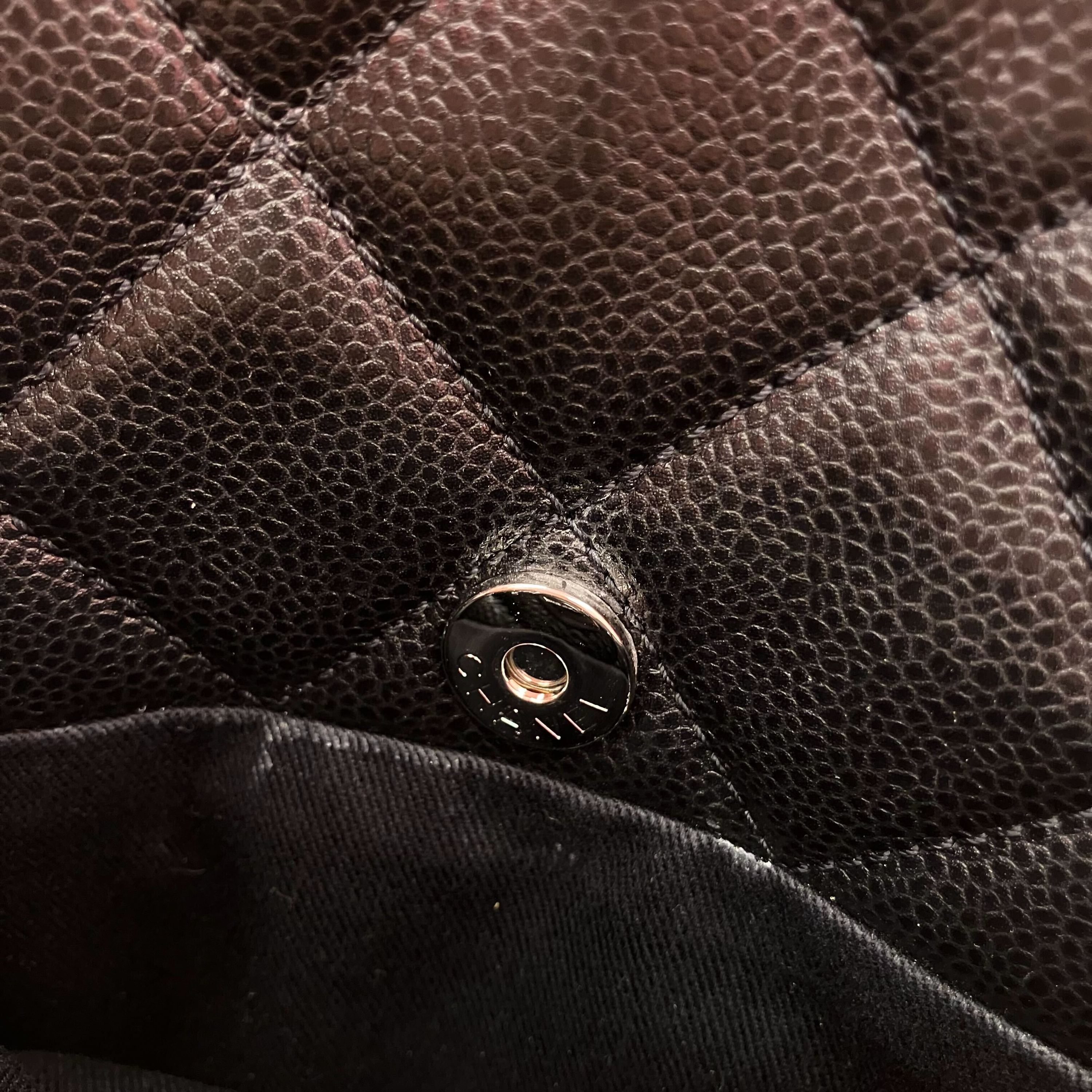 Chanel 2013-2014 Black Caviar Skin Timeless CC Chain Tote Bag