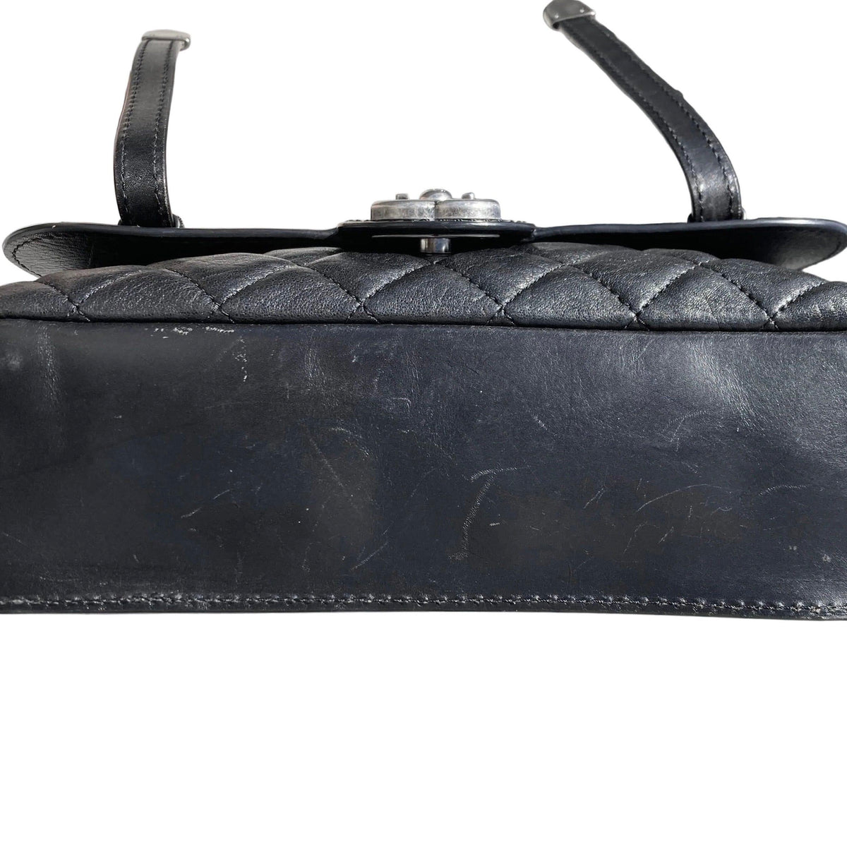 Chanel 2014 Black Lambskin Paris-Dallas Studded Flap Shoulder Bag