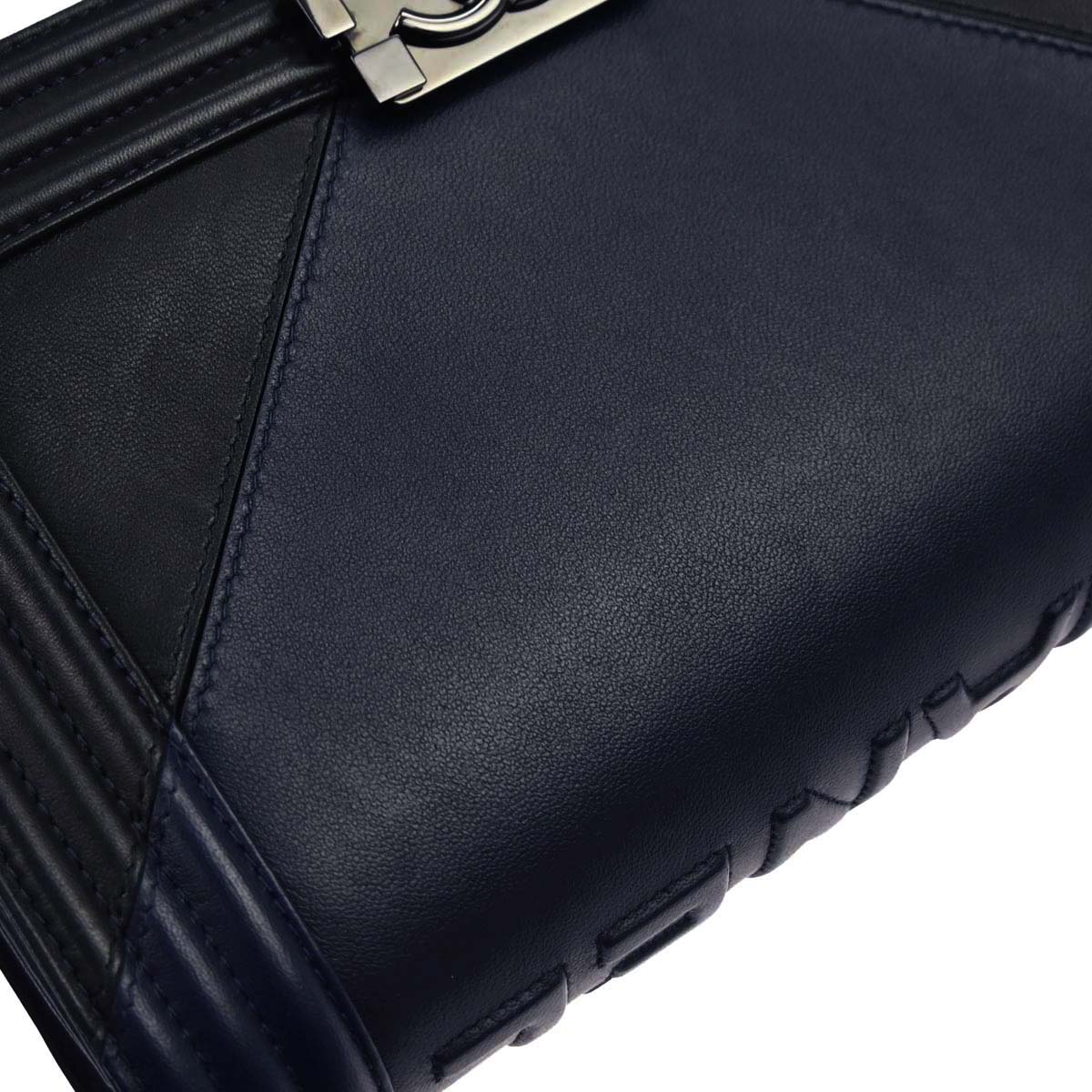 Boy Chanel 2017 Navy Black Lambskin Medium Shoulder Bag